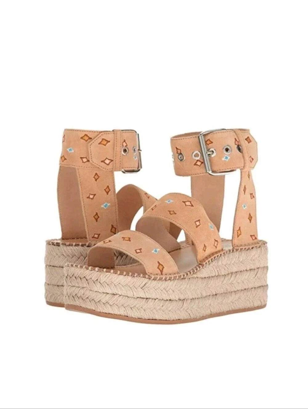Rag & Bone Tara Tan Suede Platform Espadrille Sandals Women's 9 Boho
